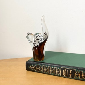 Glass Cat Paperweight, Art Glass Ornament, Desk Decor, Handmade Glass