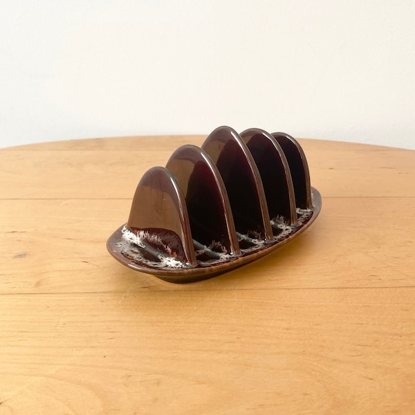 Vintage Toast Rack, Brown Ceramic Toast Rack, Retro Toast Holder