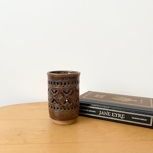 Pottery Candle Holder, Handmade Candle Holder, Brown Pottery