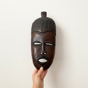 Vintage African Wood Carving of Man’s Head Wall Plaque, Wall Hanging, African Wood Mask, Tribal Art