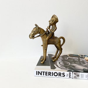 Vintage Brass Horse with a warrior sculpture, Horse Rider