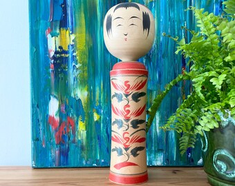 こけし人形、木製手描きの日本人形、赤こけし人形 - Etsy 日本