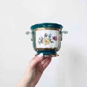Maceta de caché Royale de porcelana francesa pintada a mano, Jardiniere vintage, jardinera, maceta