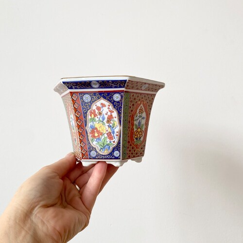 Vintage Imari Style Takahashi Porcelain Plant Pot, Vintage Vintage Imari Style Takahashi Porcelain Plant Pot, Vintage