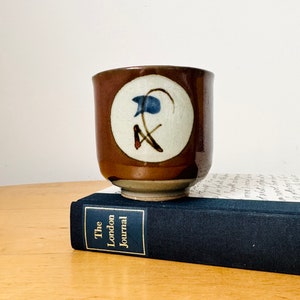 Vintage Zakuro Mashiko Yaki Teacup,  Yunomi Teacup, Japanese pottery, Handless Hand-painted Teacup