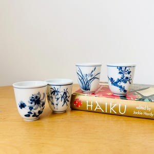 Japanese Sake Cups, Set of 4 Porcelain Cups