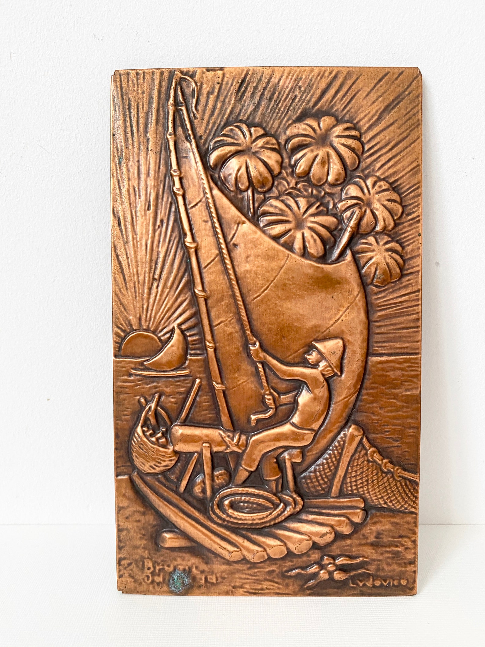 Embossed Copper Wall Hanging Copper Wall Decor Coastal Home Etsy