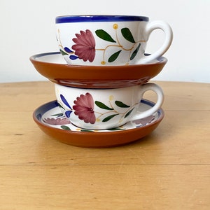 Terracotta Tasse A Cafe, Coffee Cups, Espresso Cups and Saucers, Hand-painted Coffee Cups, Set of 2 Cups image 9