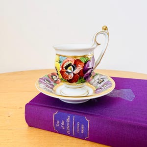 Rare Hand-painted In Dresden Freiberger Porzellan Sachsen Germany Coffee Cup and Saucer