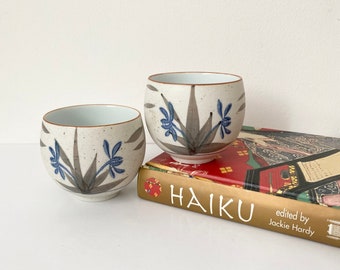 Japanese Teacups, Set of 2 Green Tea Cups, Pottery