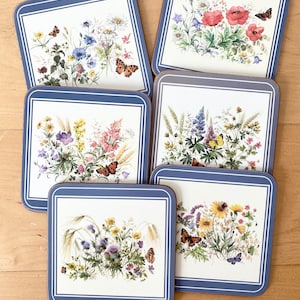 Botanical Coasters, Set of 6 Coasters, Square Coasters