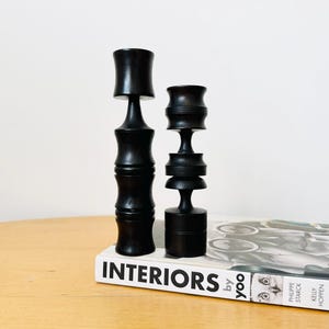 Pair of Vintage Wooden Candlestick Holders