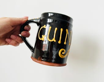 Handmade Guinness Beer Stein, Ceramic Tankard, Gift for Him