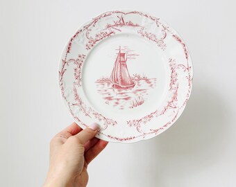 Antique Wood & Sons 'Delph'-bord, zeilboot, roze en wit