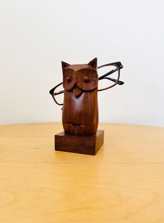 フクロウ　木製メガネ掛けスタンド フクロウ 木製メガネ掛けスタンド ふくろうめがね置き ふくろうグッズ