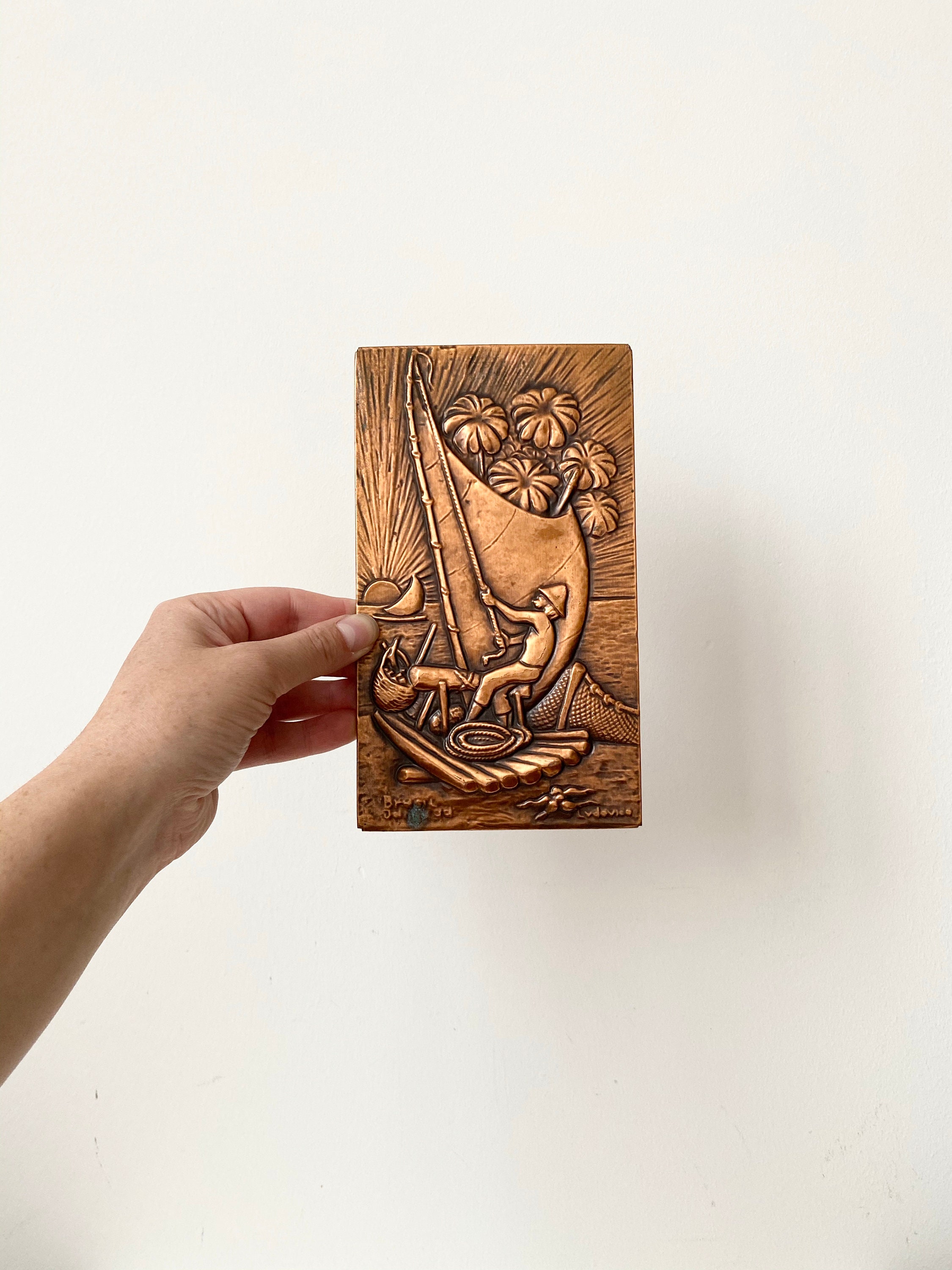 Embossed Copper Wall Hanging Copper Wall Decor Coastal Home Etsy