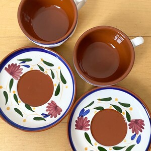 Terracotta Tasse A Cafe, Coffee Cups, Espresso Cups and Saucers, Hand-painted Coffee Cups, Set of 2 Cups image 5