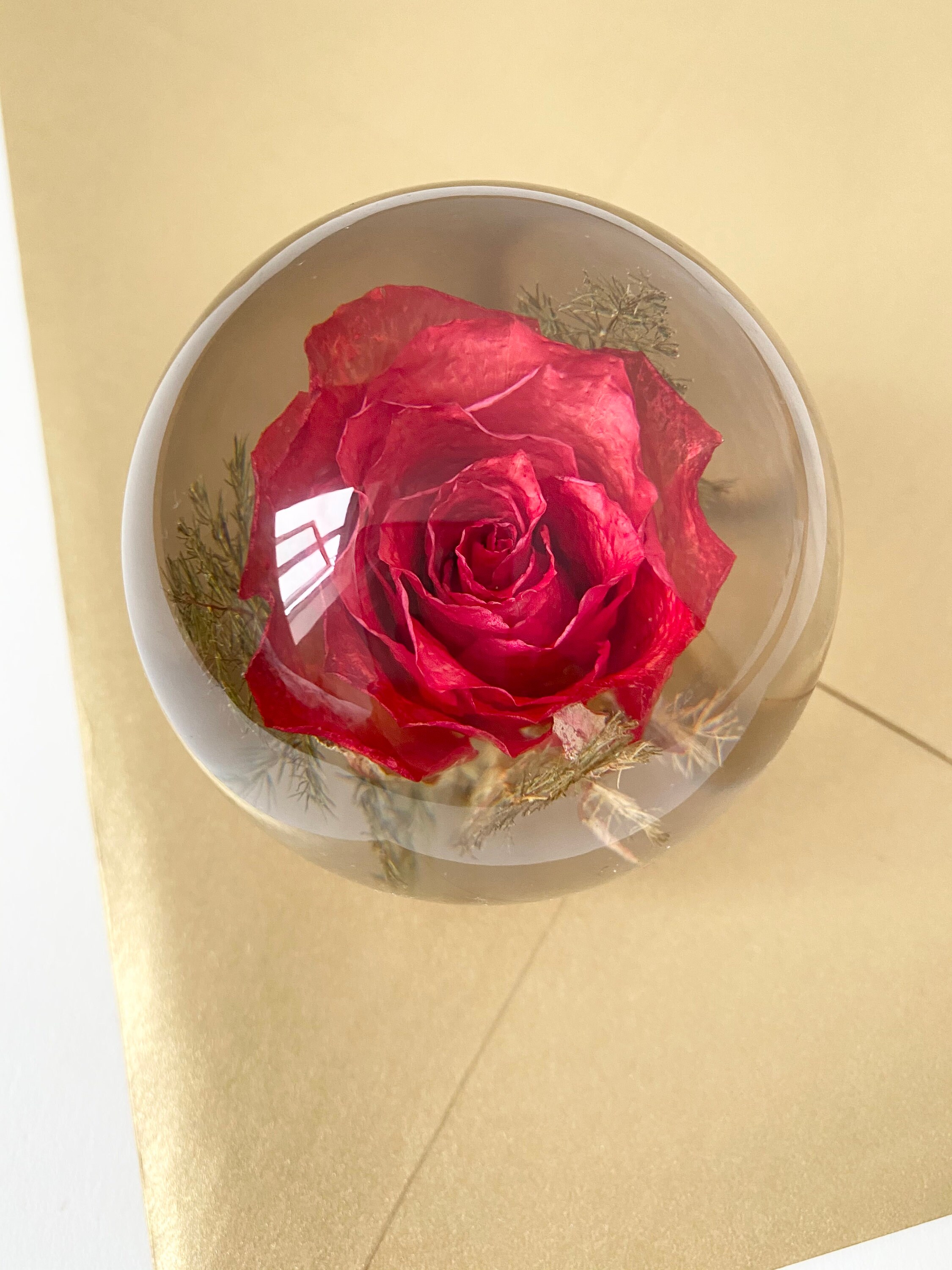 Vintage Hafod Grange Red Rose in Resin Paperweight Resin Etsy