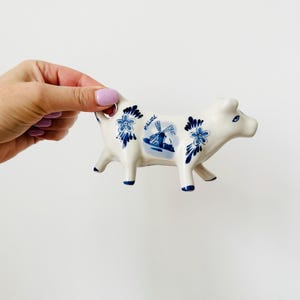 Vintage Delft Cow Creamer, Blue and White, Novelty Milk Jug
