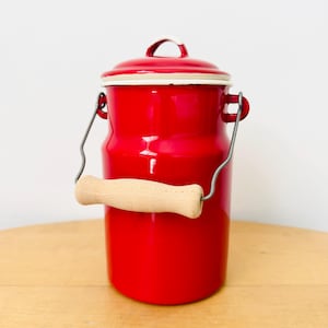 Vintage Emalia Olkusz Poland Enamelware Milk Can, Farmhouse Kitchen Decor