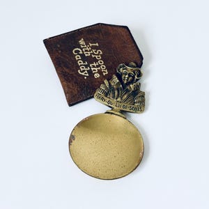 Antique Brass Tea Caddy Spoon, Mary Queen Of Scots On Handle