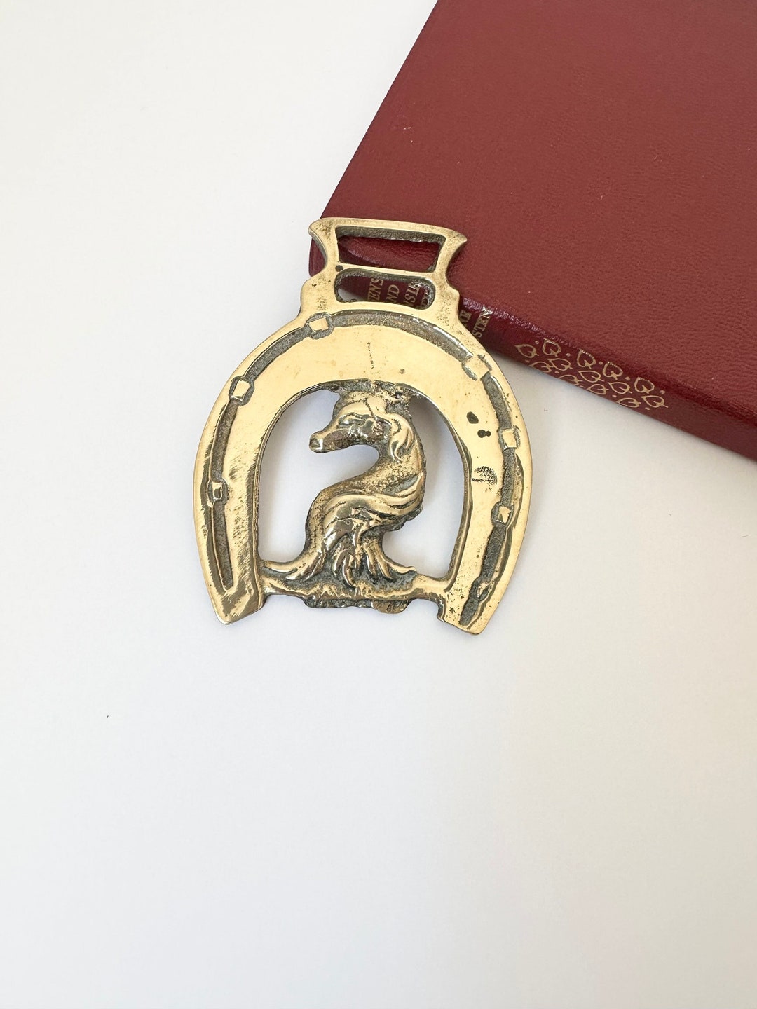 Horse Brass Laiton Doré Monument Chevaux England 19e