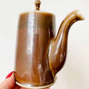 Pilivite Brown Luster Porcelain Coffee Pot, Pillivuy Coffee Jug, Brown Pot, French Coffee Pot image 3