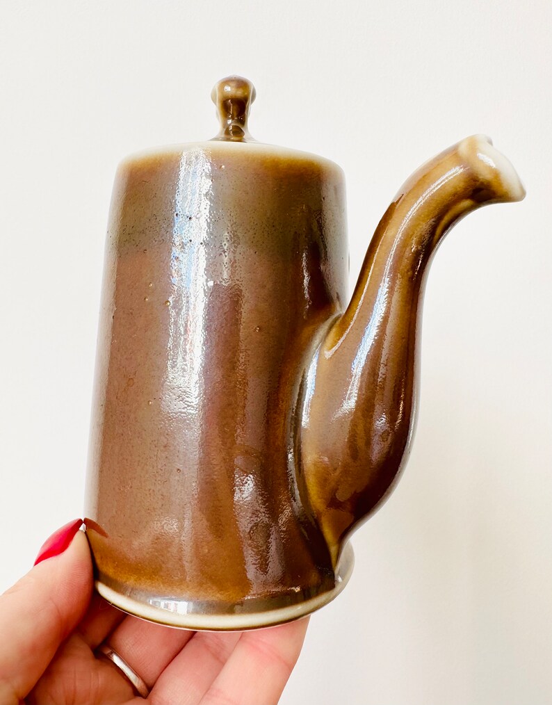 Pilivite Brown Luster Porcelain Coffee Pot, Pillivuy Coffee Jug, Brown Pot, French Coffee Pot image 3