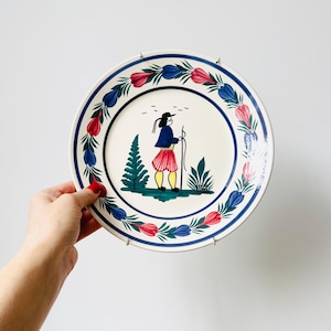 Quimper Plate, Hand Painted French Plate, Vintage Plate