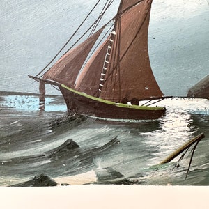 Peinture acrylique sans cadre, bateau à voile, peinture nautique, Art original image 3