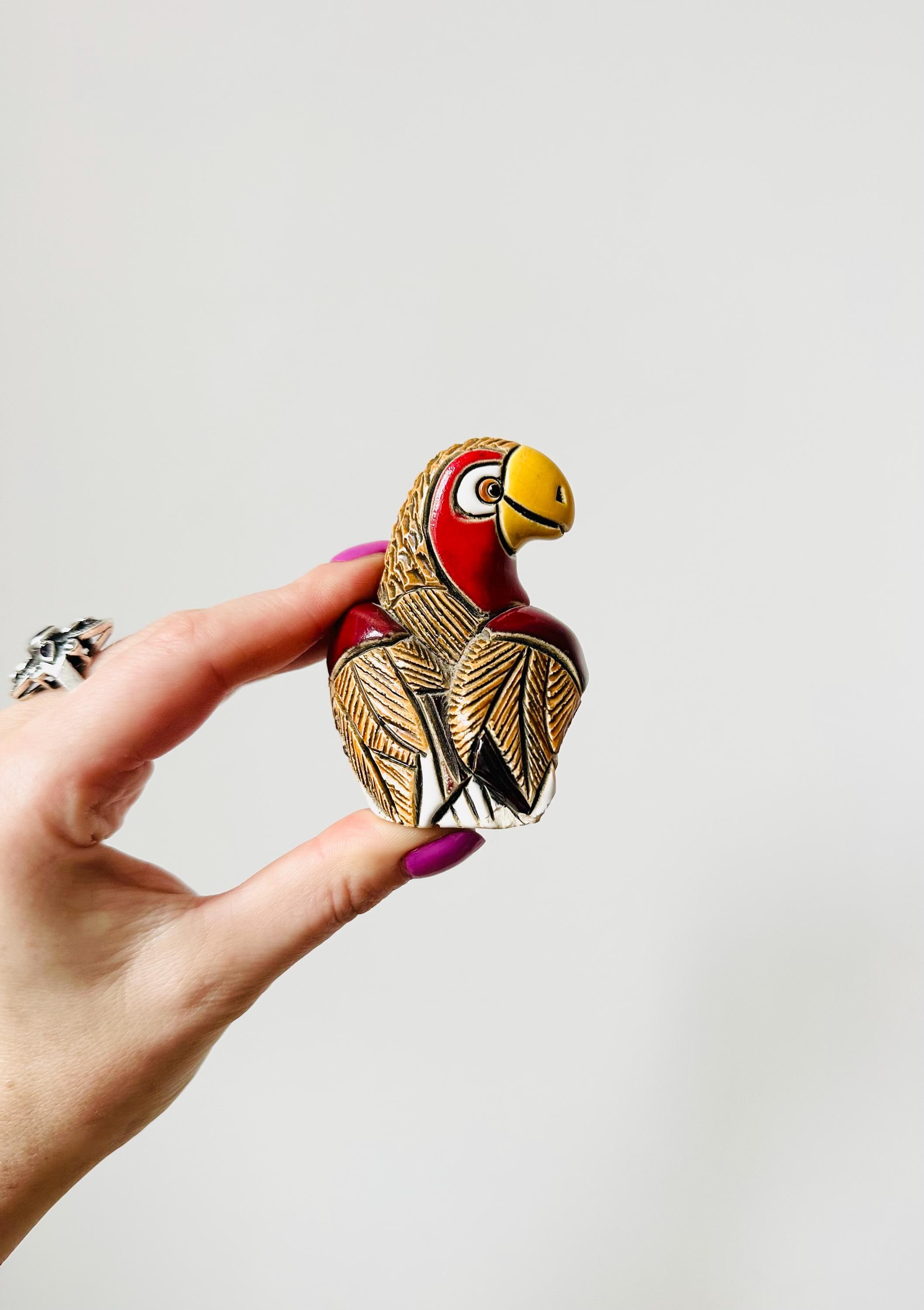 ヴィンテージ AR 置物 Artesania Rinconada オウム鳥、手作りパパガヨ