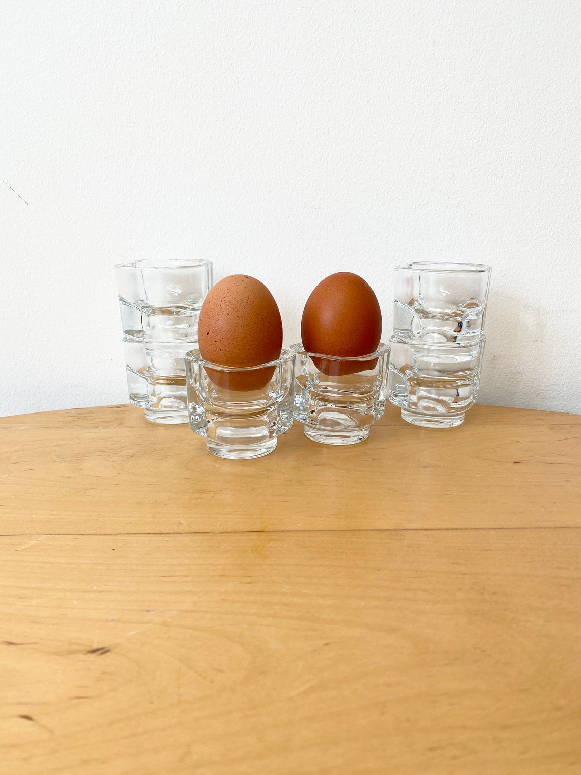 Vintage Glass Egg Cups Breakfast Retro Serving Clear Glass Etsy