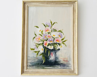 Vintage Oil Painting, Framed Floral Painting