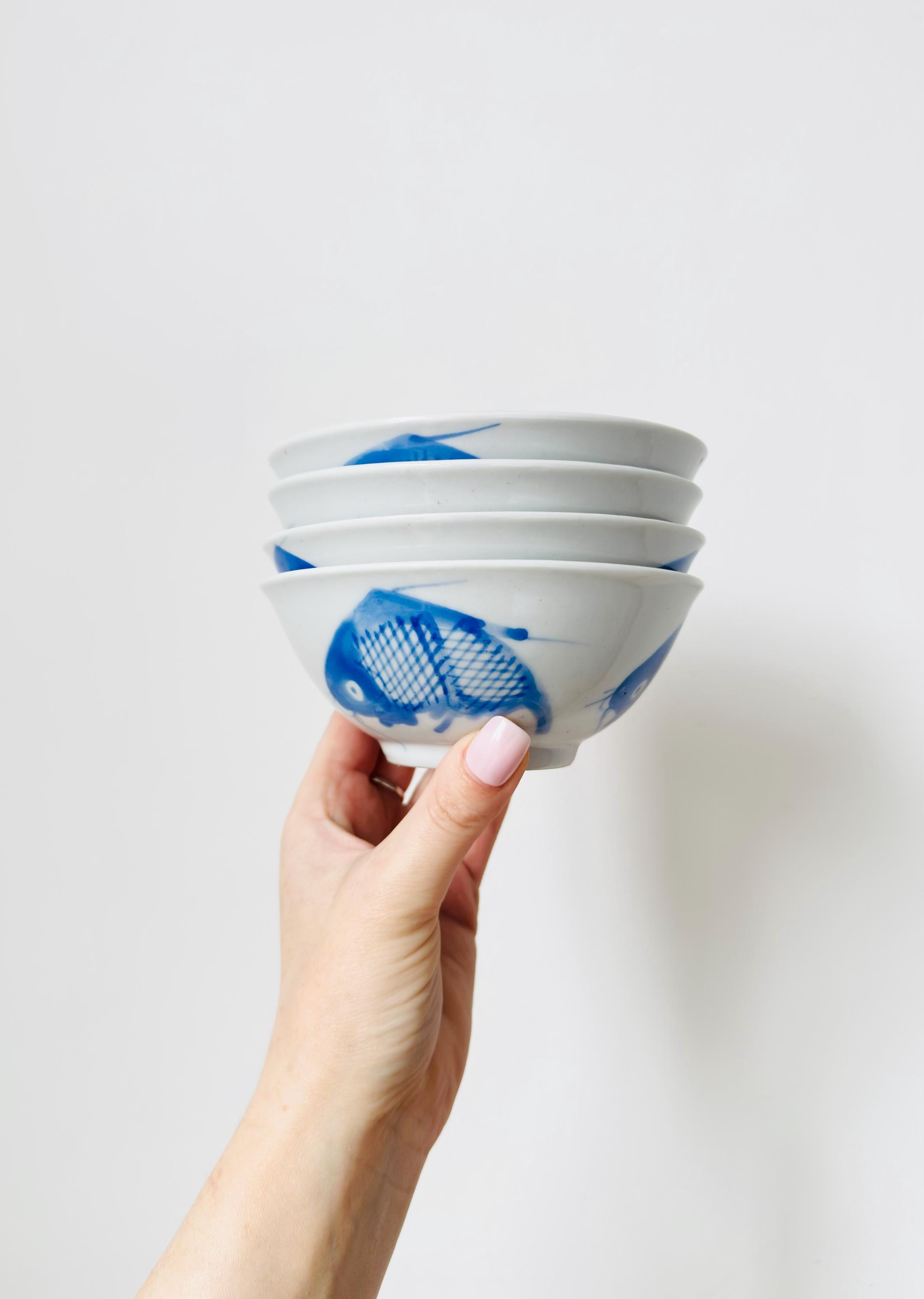 Blue and White Chinese Fish Bowls - Etsy