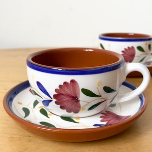 Terracotta Tasse A Cafe, Coffee Cups, Espresso Cups and Saucers, Hand-painted Coffee Cups, Set of 2 Cups image 7
