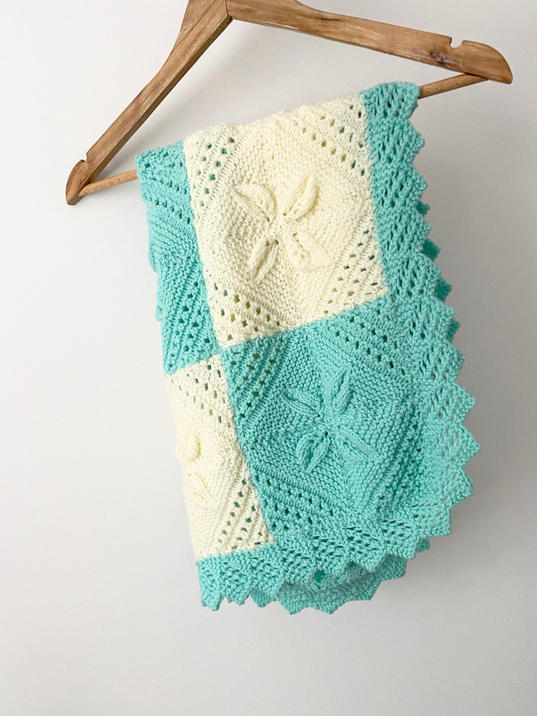 Handmade Knitted Baby Blanket, Pram Crib Blanket (32x24” - Etsy