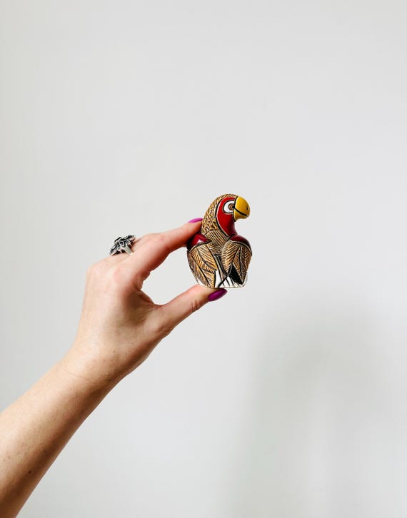 ヴィンテージ AR 置物 Artesania Rinconada オウム鳥、手作りパパガヨ