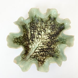 Vintage Pottery Leaf Dish, Handmade Pottery Dish, Snack Bowl, Home Decor
