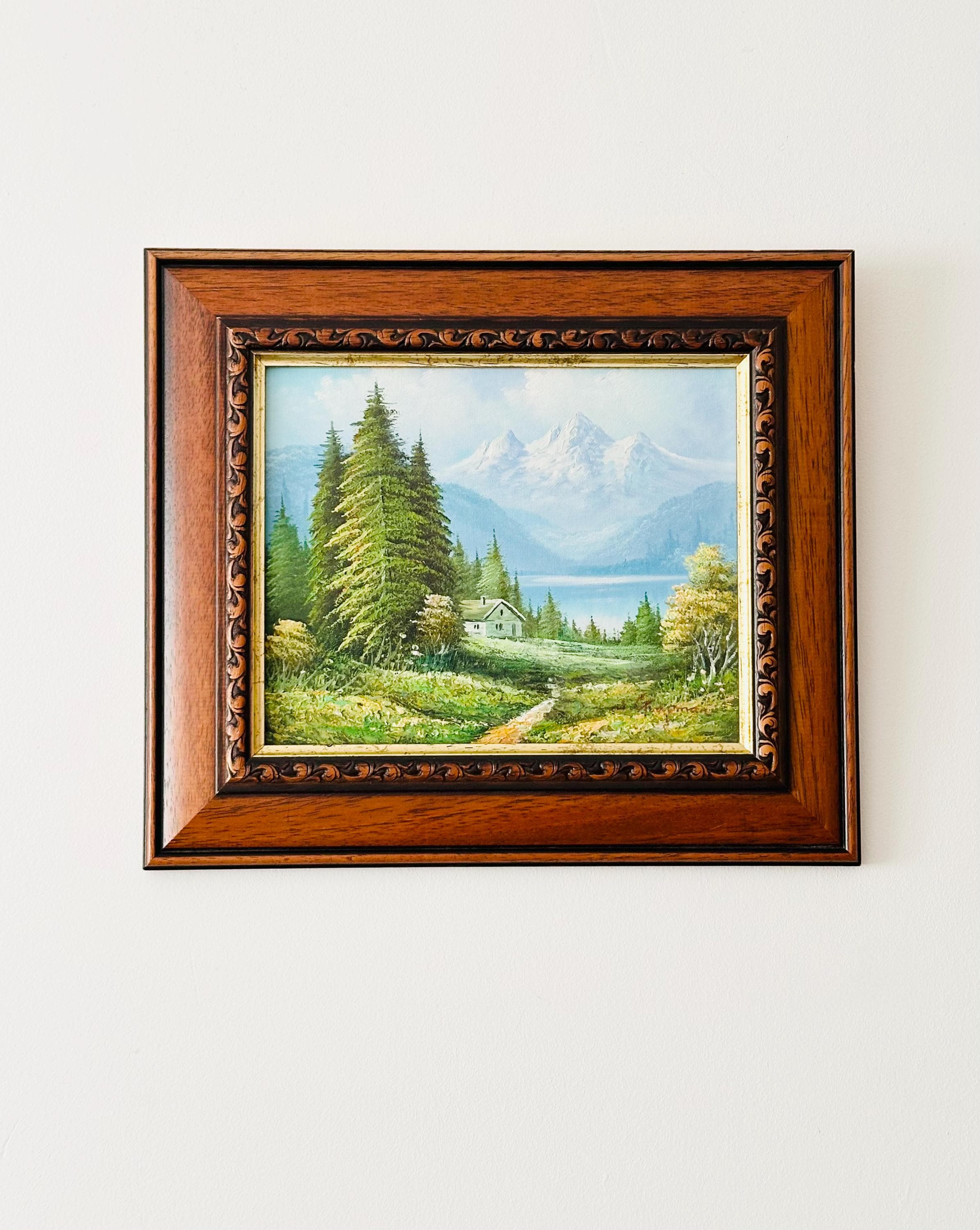 Vintage Oil Painting, W. Chapman Oil Painting on Canvas, Mountain