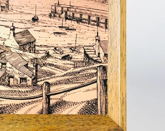 銅板絵、銅板時計、超特大銅板絵画、ウェストミントスター、国会議事堂、銅板製です ヴィンテージ エッチマスター オリジナル銅エッチング、イギリスの海辺