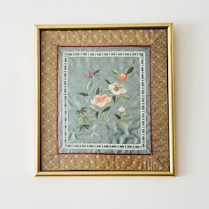 Vintage Chinese Silk Embroidery, Silk Hand Embroidered Picture, Flower Picture, Oriental Art