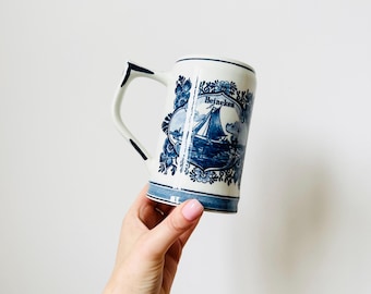 Delft Stein Mug, Hand-painted Tankard Mug, Beer Mug, Gift For Him, Made in Holland