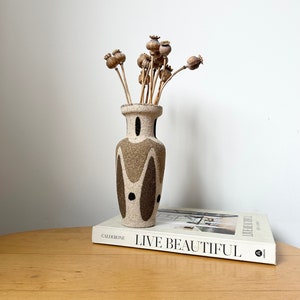 Handmade Sandstone Vase, Brown and Beige Pottery Vase, Earthy Tones