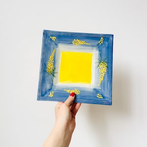 Atelier Du Sage Square Floral Plate, Hand-painted Plate