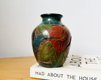Nicaraguan Clay Pottery Vase, Handmade Vase