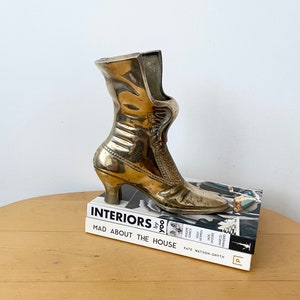 Brass Victorian Style Boot, Brass Shoe, Brass Vase
