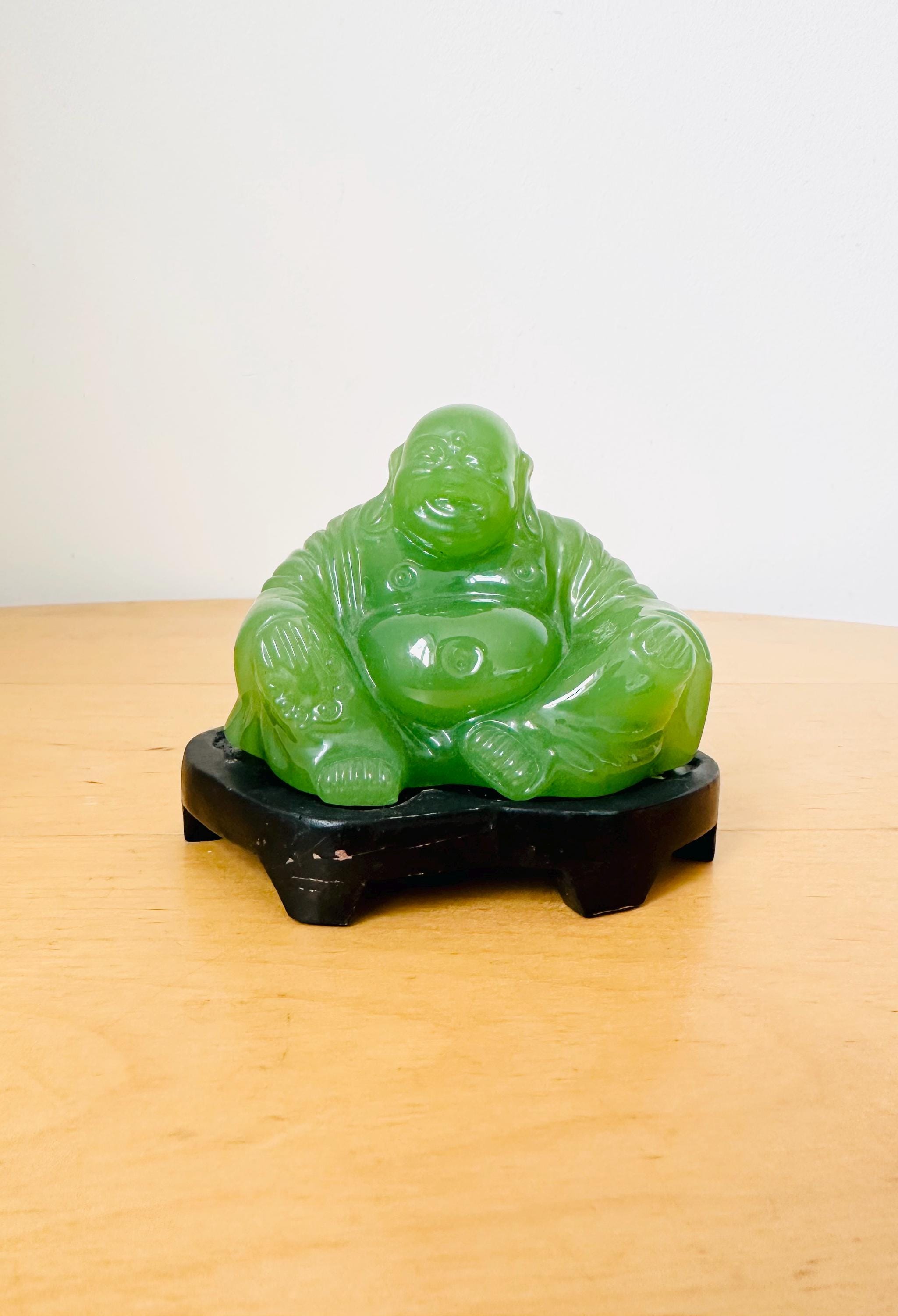 Vintage Garden Green Jade Faux Buddha Statue Peking Glass - Etsy