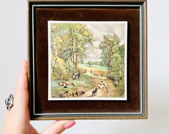 Vintage H & R Johnson Framed Decorative Tile, Country Scene - Etsy