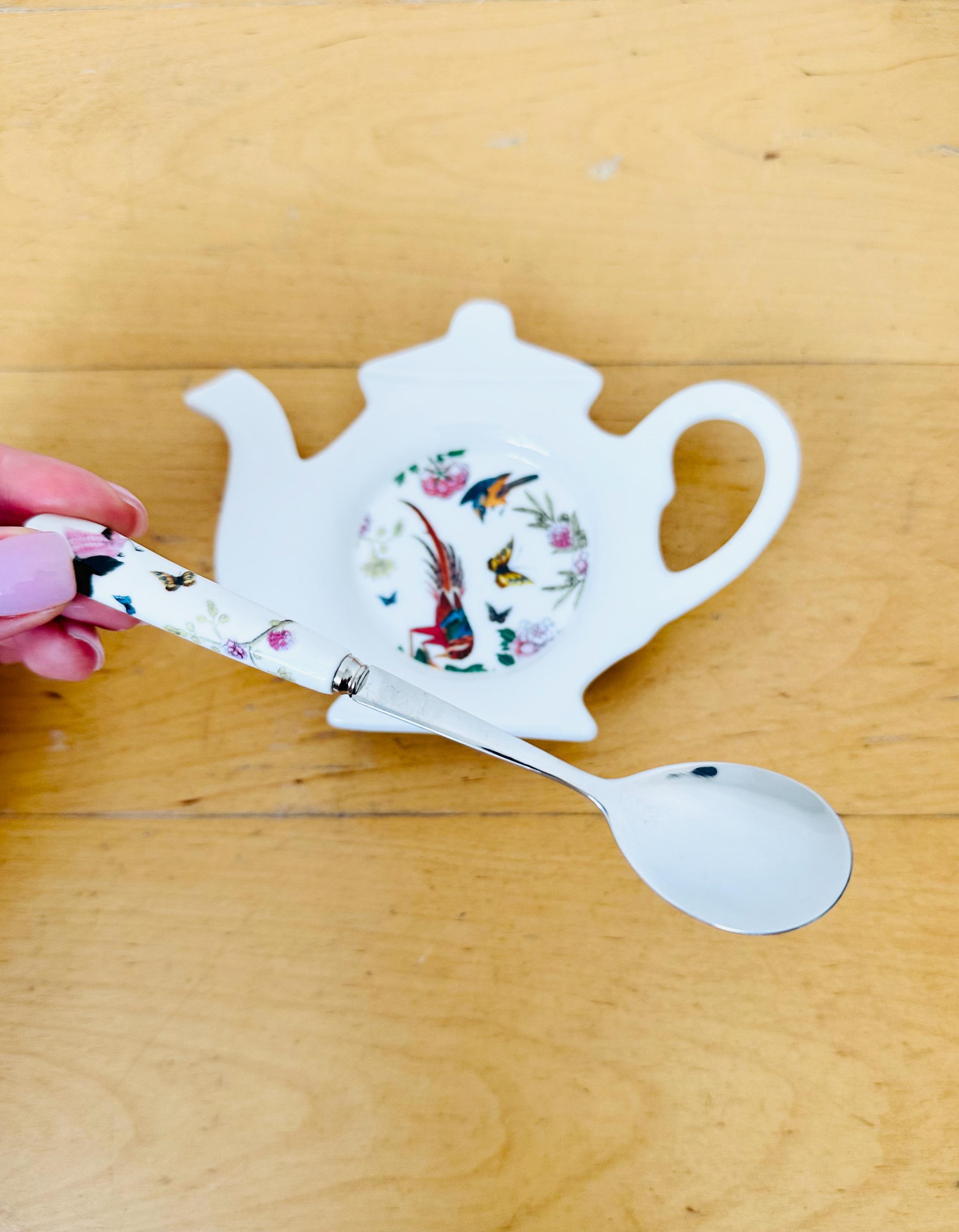 English Heritage Tea Tidy, Teapot Shape Tea Bag Rest & Spoon With ...