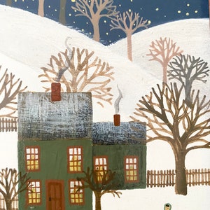 Acrylic painting, Diana Card, Original Art, Winter Landscape image 2